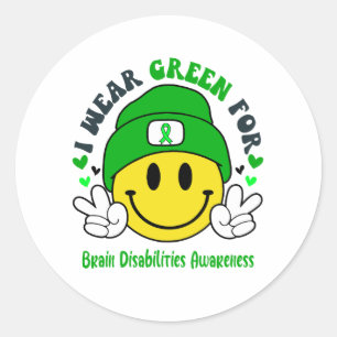 Brein Disabilities Awareness Ribbon Support Giften Ronde Sticker