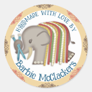 Breinaalden wollig garen olifant cadeau sticker