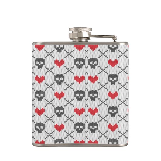 Breittenpatroon met schedels heupfles (Achterkant)