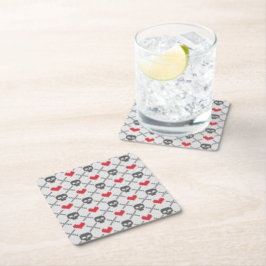 Breittenpatroon met schedels vierkante kartonnen onderzetter (Insitu)