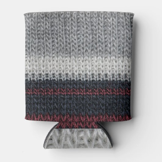 Breiwol: rode, witte strepen. blikjeskoeler (Voorkant)