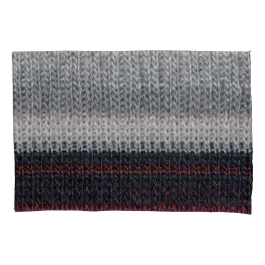 Breiwol: rode, witte strepen. kussensloop (Voorkant)