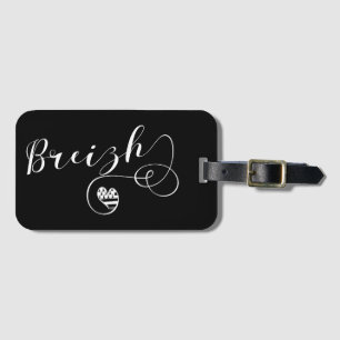 Breizh Flag in Heart, Brittany, Breton Language Bagagelabel