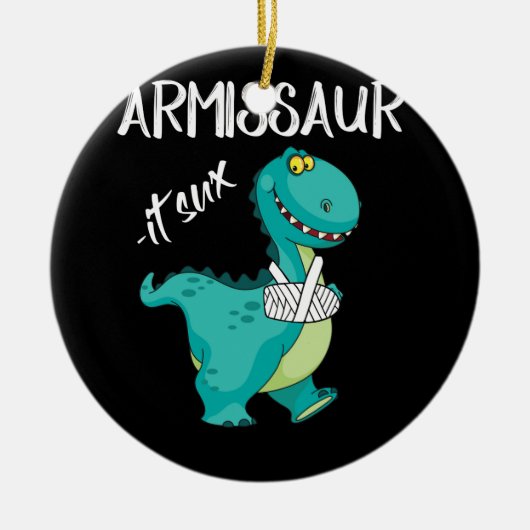 Breken arm dinosaur it sux keramisch ornament (Voorkant)