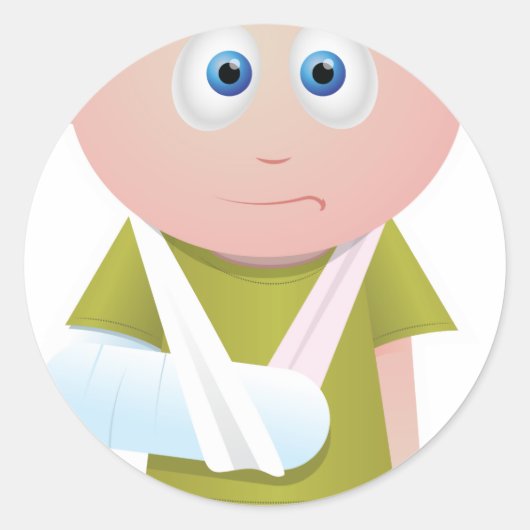 Breken Arm Ronde Sticker (Voorkant)