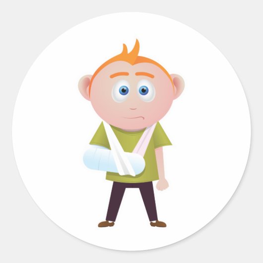 Breken Arm Ronde Sticker (Voorkant)