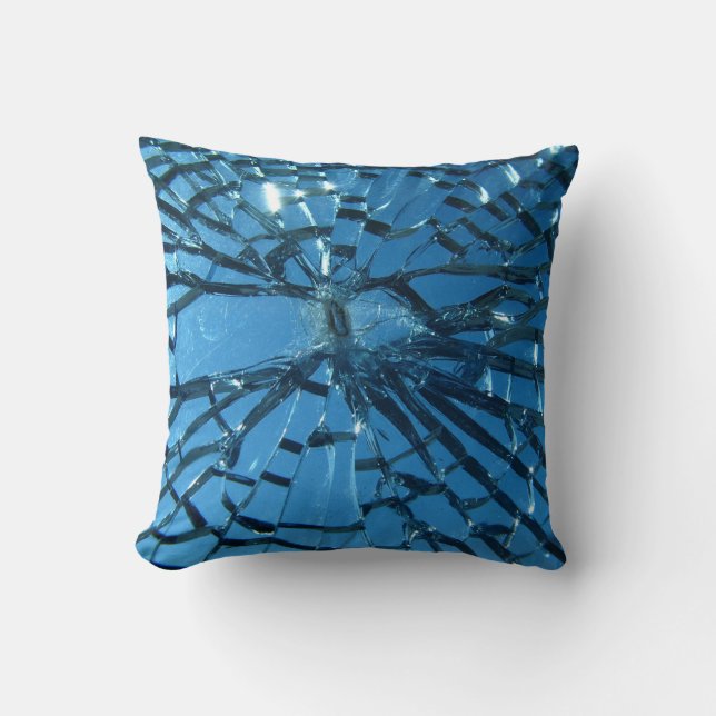 Breken blauw glas kussen (Voorkant)