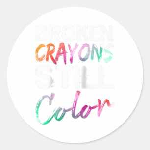 Breken Crayons nog steeds Kleur Shirt Mental Healt Ronde Sticker