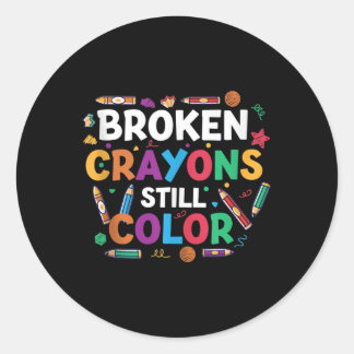 Breken Crayons nog steeds Kleur Shirt Mental Healt Ronde Sticker