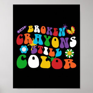Breken Crayons nog steeds Kleurretro Groovy Hippie Poster