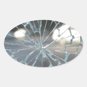 Breken glas ovale sticker