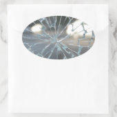 Breken glas ovale sticker (Tas)