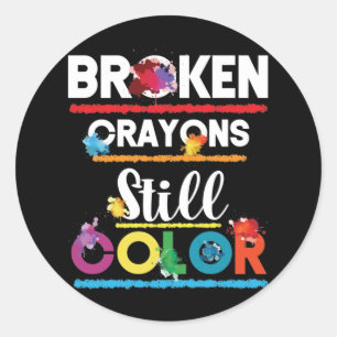 Breken krayons nog steeds Kleur geestelijke gezond Ronde Sticker