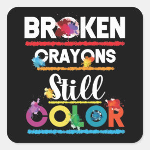 Breken krayons nog steeds Kleur geestelijke gezond Vierkante Sticker