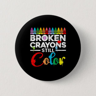 Breken krayons nog steeds kleurenbewustzijn ronde button 5,7 cm