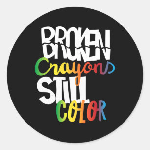 Breken krayons nog steeds kleurenbewustzijn ronde sticker