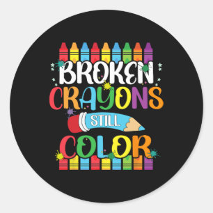 Breken krayons nog steeds kleurenbewustzijn ronde sticker
