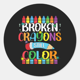 Breken krayons nog steeds kleurenbewustzijn ronde sticker
