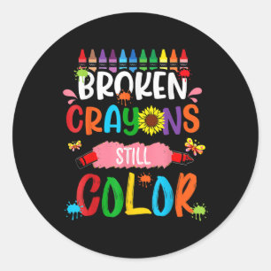 Breken krayons nog steeds kleurenbewustzijn ronde sticker