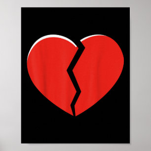 Breken Red Heart Valentijnsdag Funny Heart Design Poster