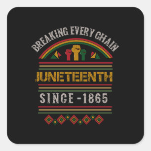 Breken van elke ketting sinds 1865-Juneteenth Desi Vierkante Sticker