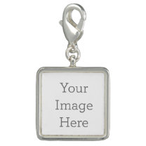 Breloque Create Your Own Silver Plated Square Charm