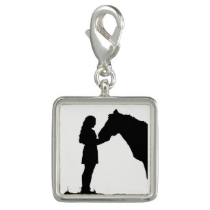Breloque Une fille et son cheval amour Silhouette Art