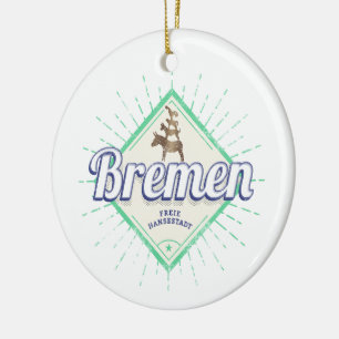 Bremen City Duitsland Retro Town Musicians Vintage Keramisch Ornament