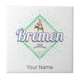 Bremen City Duitsland Retro Town Musicians Vintage Tegeltje