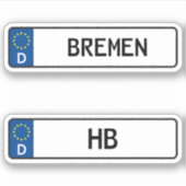 Bremen kennzeichen, Duits Bord rijbewijs Sticker (Voorkant)