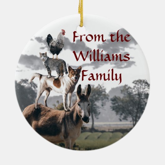 Bremen Musicians Fun Animal Story Keramisch Ornament (Achterkant)