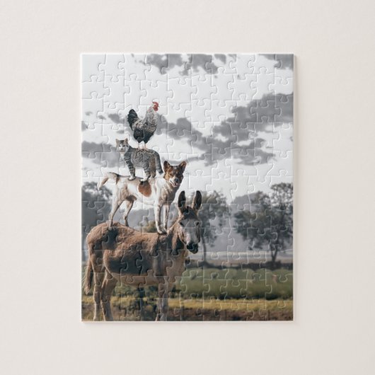Bremen Musicians Fun Animal Story Legpuzzel (Verticaal)