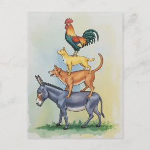 Bremen Town Musicians Statue Duitsland Briefkaart
