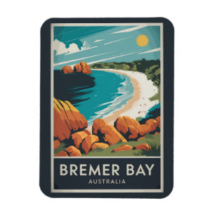 Bremer Bay Australië Illustratie Reizen Art Retro Magneet
