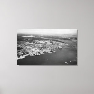 Bremerton, WA - Uitzicht uit de lucht van de stadf Canvas Afdruk