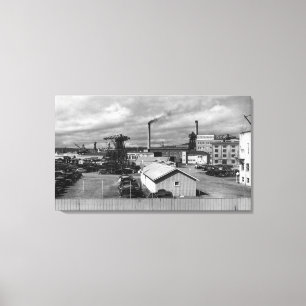Bremerton, WA-Uitzicht van US Navy Yard Foto Canvas Afdruk