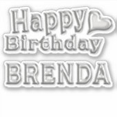 Brenda Happy Birthday silver Aufkleber Sticker (Voorkant)