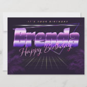 Brenda prénom carte rétro lilas pour anniversaire (Devant)