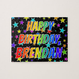"BRENDAN" Voornaam, gewoord "HAPPY BIRTHDAY" Legpuzzel