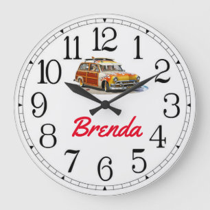 Brenda's Surfer Girl Woody Large Clock Grote Klok