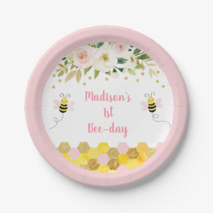 Brendday bije Pink Gold Floral Papieren Bordje