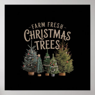 Breng boerderij verse kerstbomen thuis poster