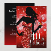 Breng de Bling 40th Birthday | rood Kaart (Voorkant / Achterkant)