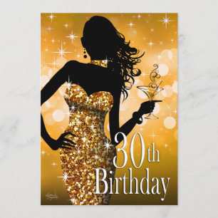 Breng de Bling Sparkle 30th Birthday   goud Kaart