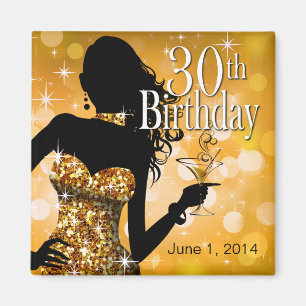 Breng de Bling Sparkle 30th Birthday goud Magneet