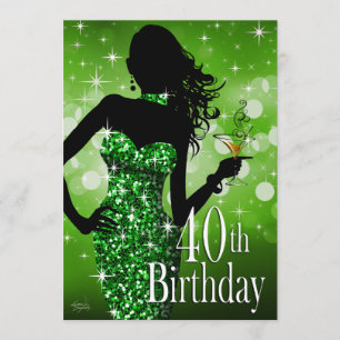 Breng de Bling Sparkle 40th Birthday   groen Kaart