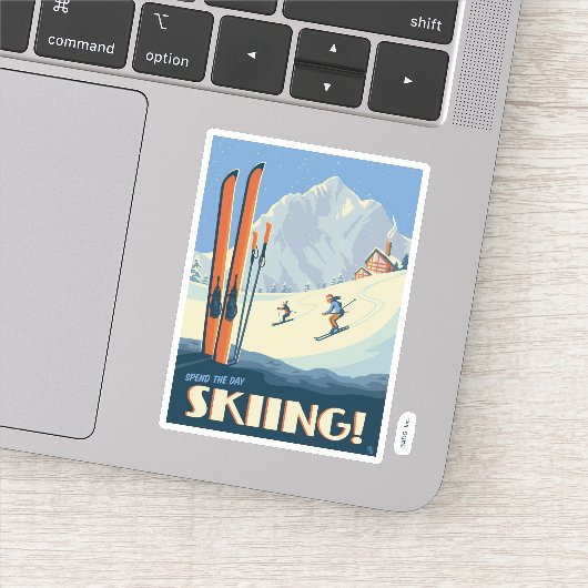 Breng de dag skiën sticker (Detail)