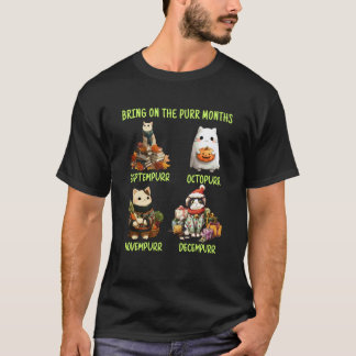 Breng de snor-maanden: herfst, kat t-shirt