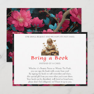 Breng een boek baby meisje puppy rode bloemen informatiekaartje