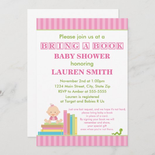 Breng een boek Baby shower uitnodiging 5x7 Kaart (Voorkant / Achterkant)